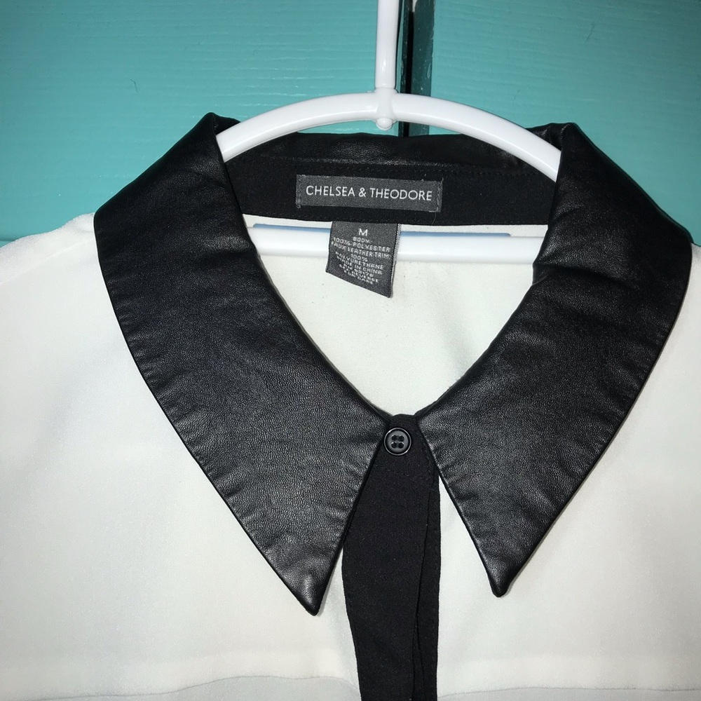 Leather-look collar women’s blouse M